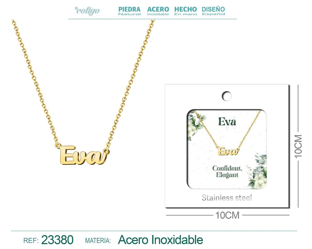 Collar Personalizado Nombre en Inglés Eva de Acero con Sobre