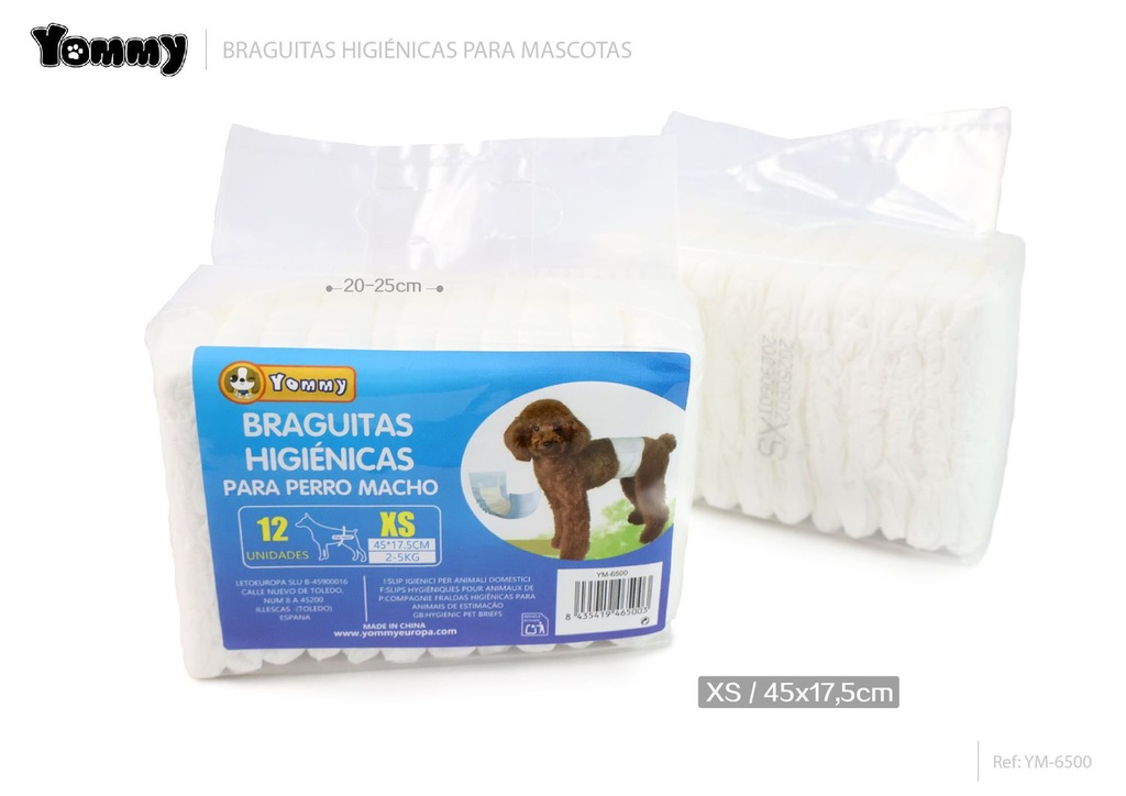 Braguitas higiénicas para perro macho XS 390x175 mm - Productos para higiene animal