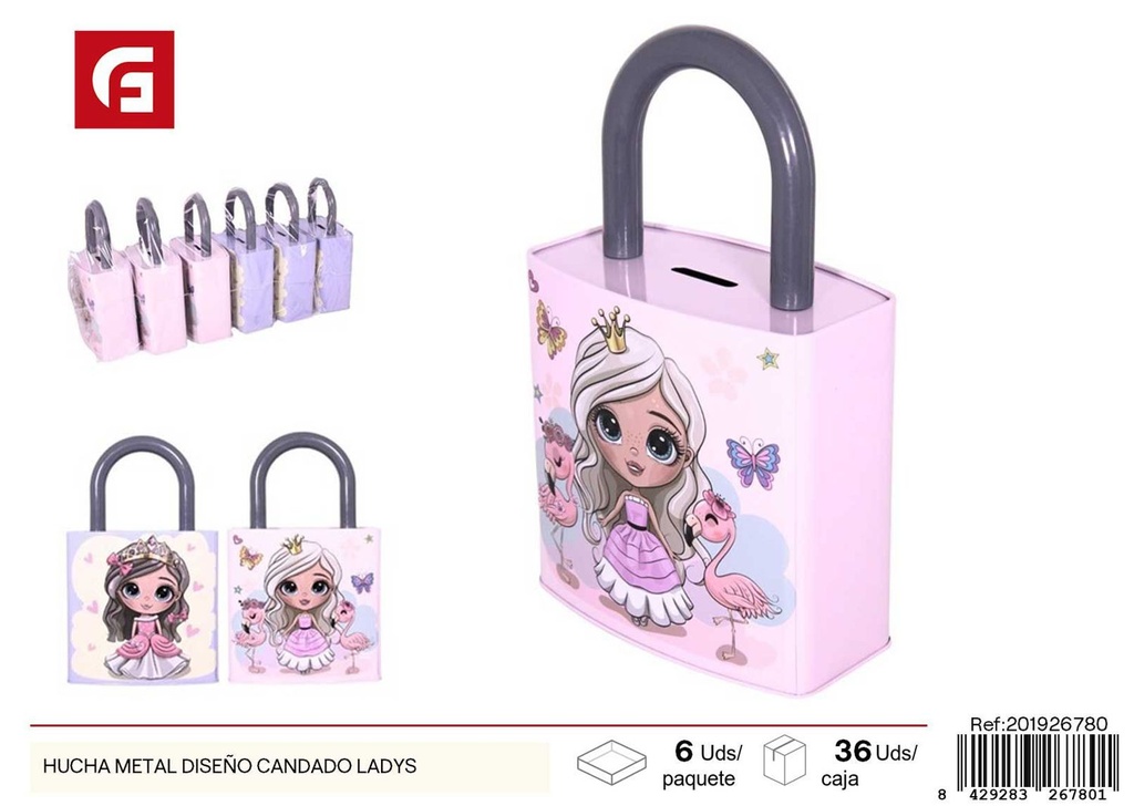 Hucha metálica diseño candado para mujeres - Decoración del hogar y huchas metálicas