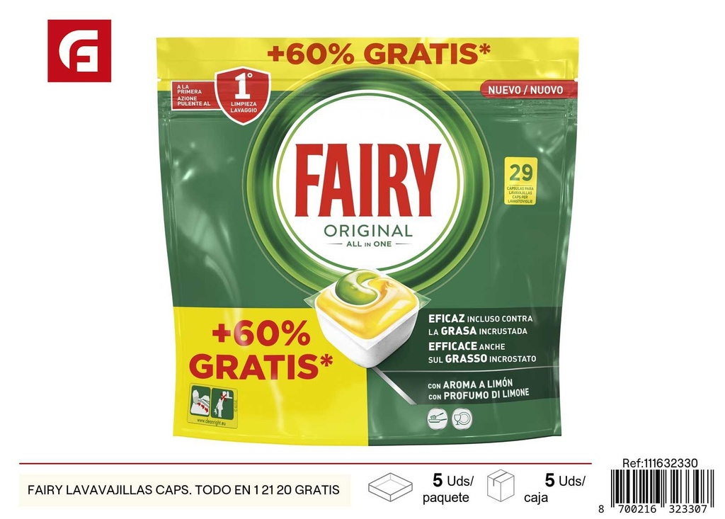 Cápsulas de lavavajillas Fairy Todo en 1 21+20 unidades - Productos de limpieza