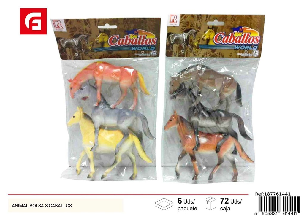 Bolsa con 3 caballos de juguete - Juguetes y animales