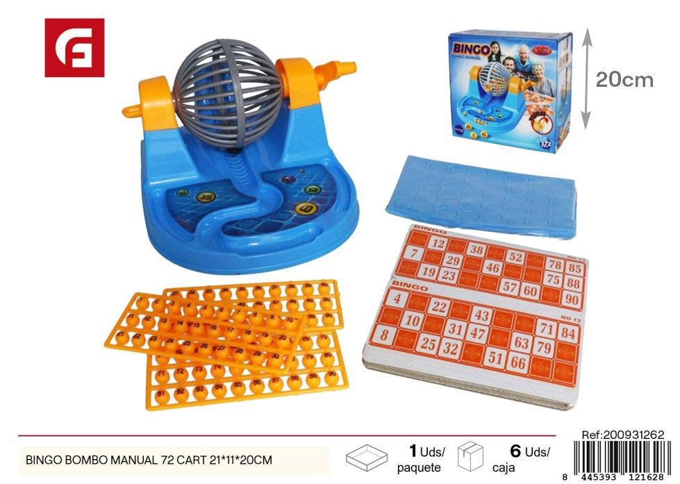 Bingo bombo manual 72 tarjetas 21*11*20 cm - Juguetes y juegos de mesa