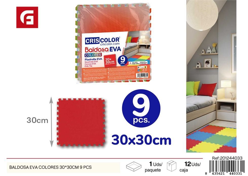 Baldosa EVA colores 30*30 cm 9 piezas - Juguetes y puzzle