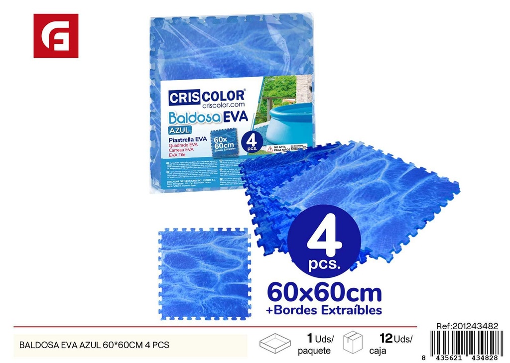 Baldosa de EVA azul 60x60 cm 4 pcs - Juguetes y juegos de piso