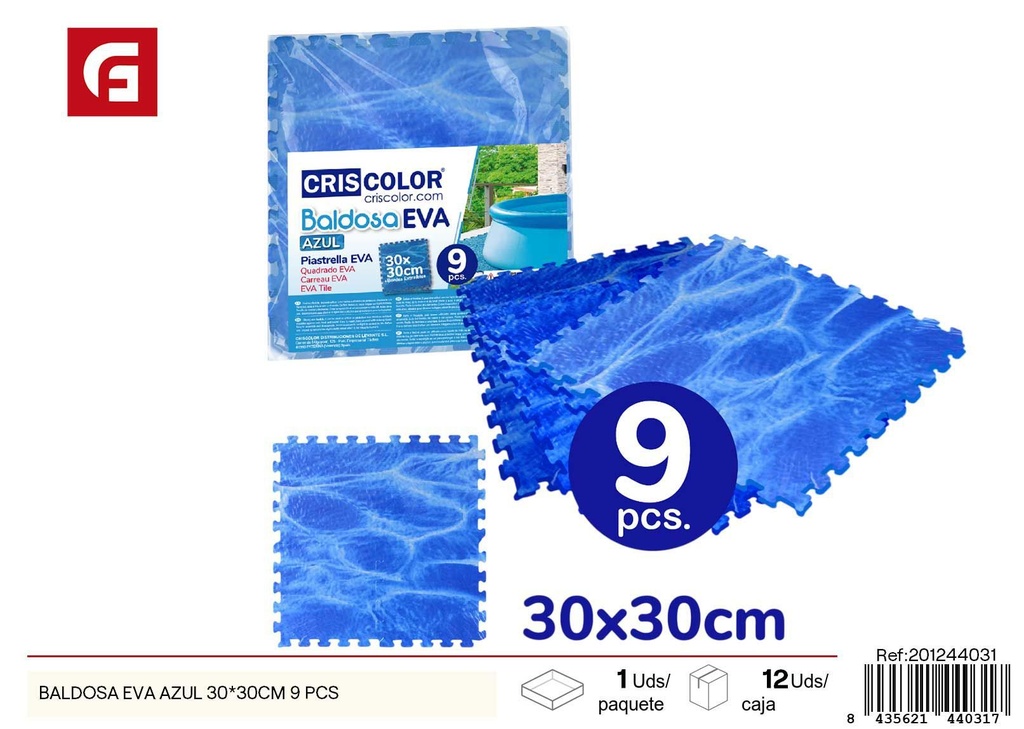 Baldosa de EVA azul 30x30 cm 9 pcs - Juguetes y juegos de piso