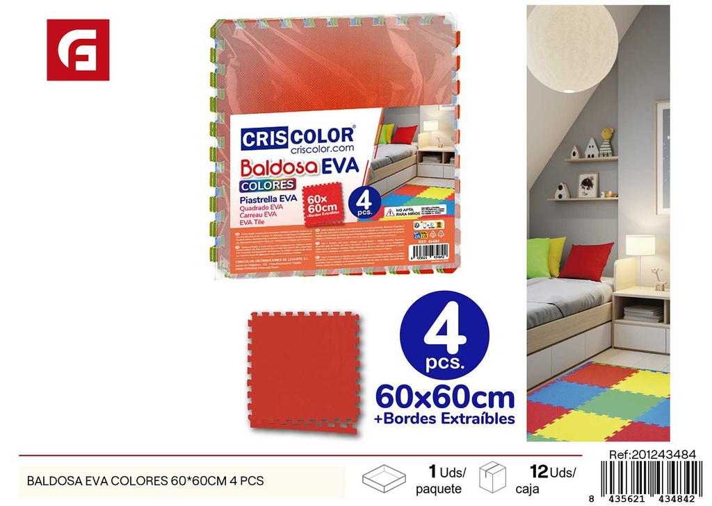 Baldosas EVA de colores 60x60 cm (4 piezas) - Alfombra de juego