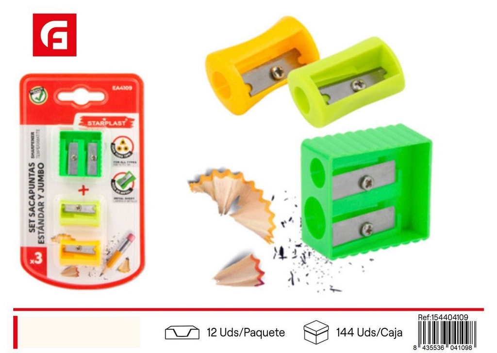 Set de sacapuntas estándar y jumbo - Material escolar y oficina