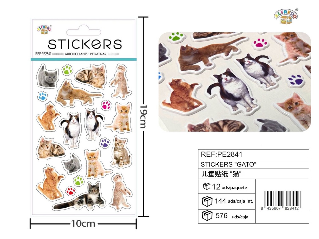 Stickes "Gato" 10x19 cm - Decoración y manualidades