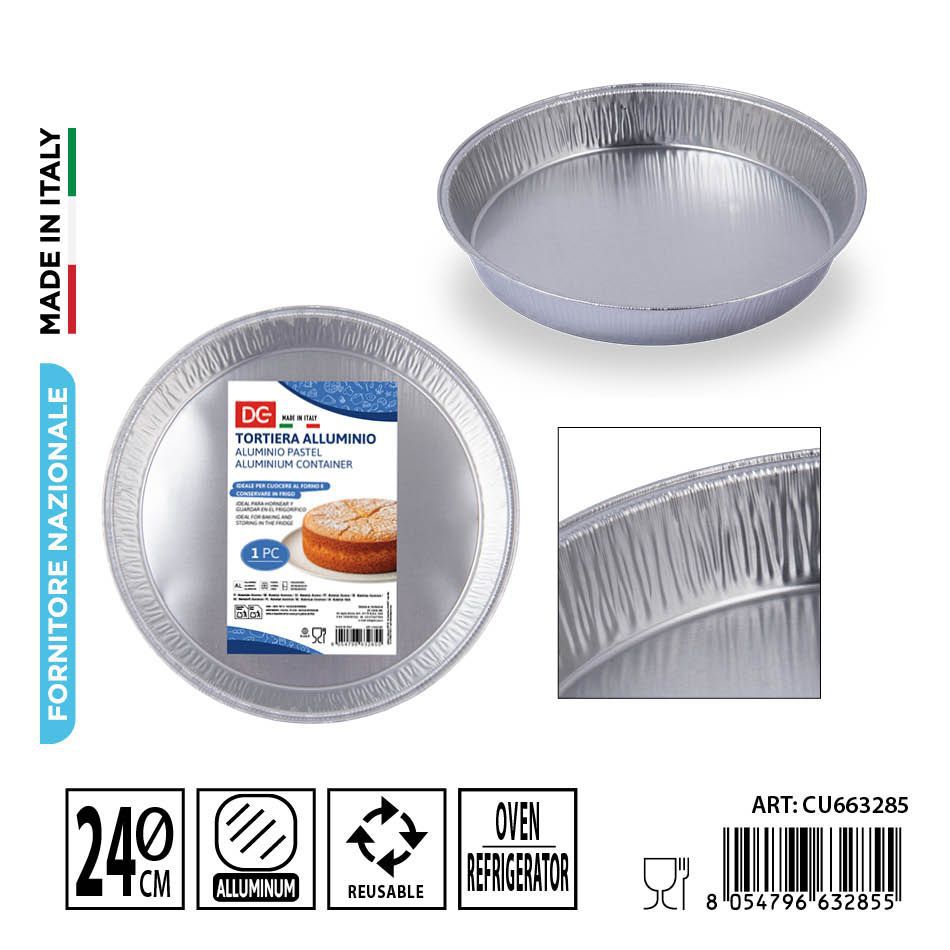 Bandeja de aluminio reutilizable 1 pieza 24 cm - Accesorios de cocina y desechables