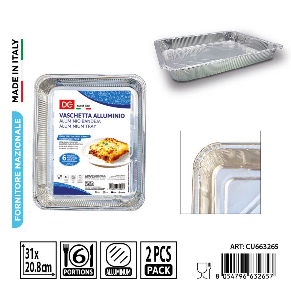 Bandeja de aluminio de 6 porciones 2 unidades - Accesorios de cocina desechables