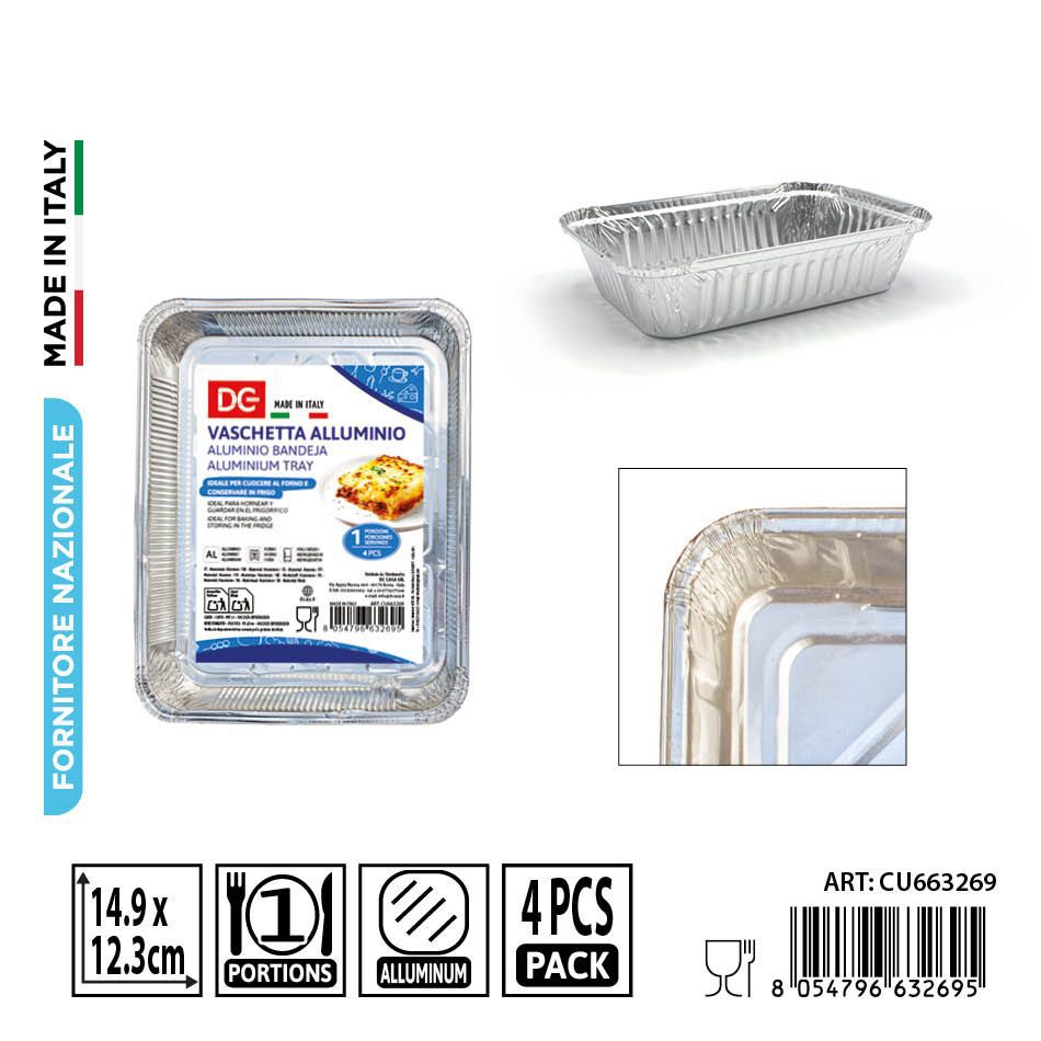 Bandeja de aluminio desechable 4 piezas - Accesorios de cocina
