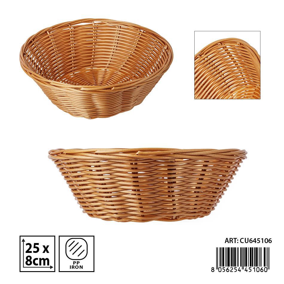 Cesta redonda de plástico 25x8cm - Utensilios de cocina y almacenamiento