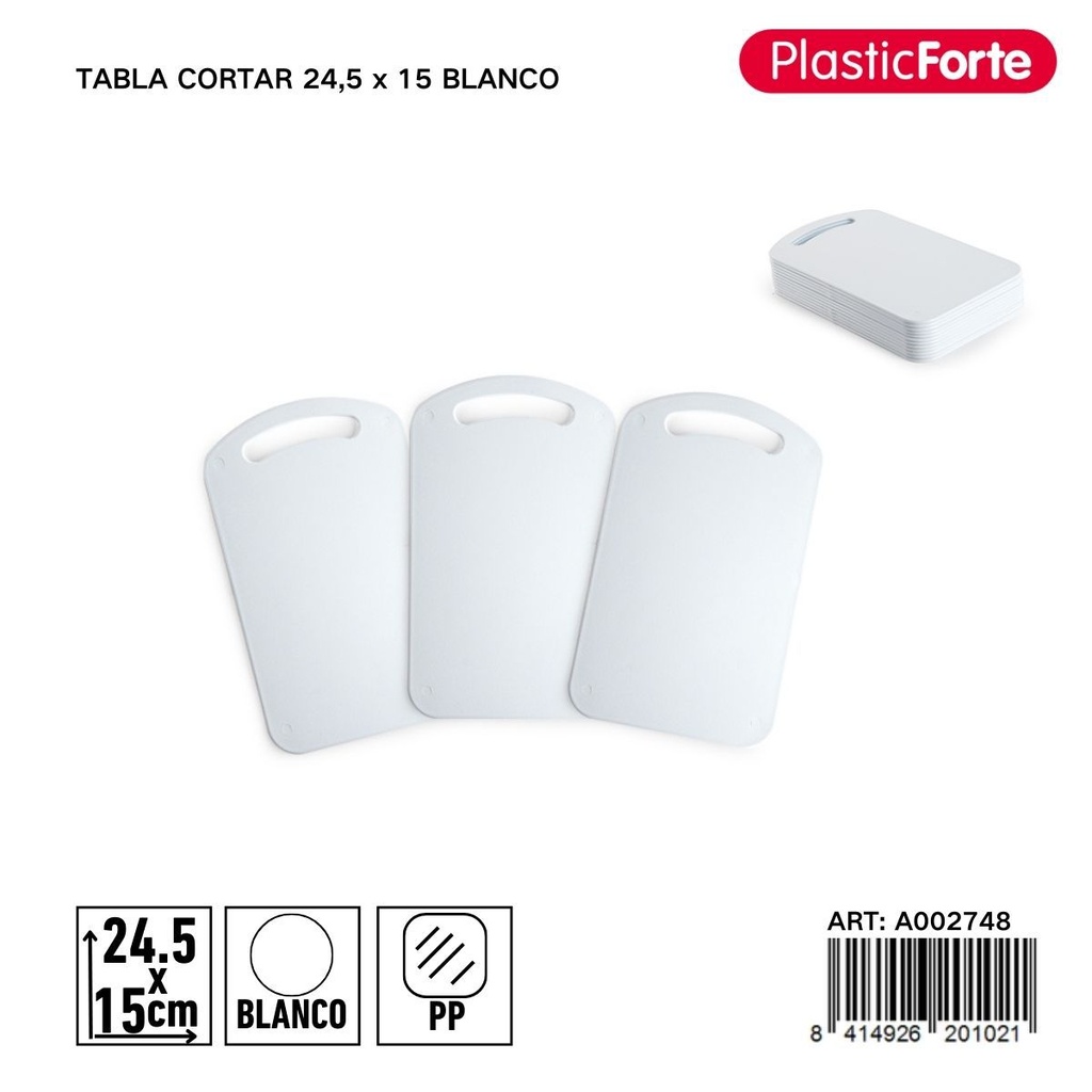 Tabla de cortar de plástico 24.5x15 cm blanca - Utensilios y accesorios de cocina