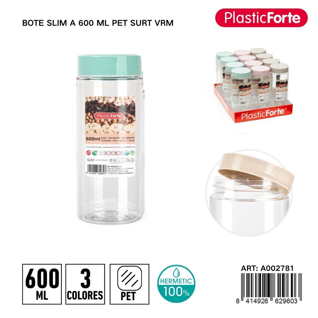 Envase de plástico 600 ml - Utensilios y productos de cocina