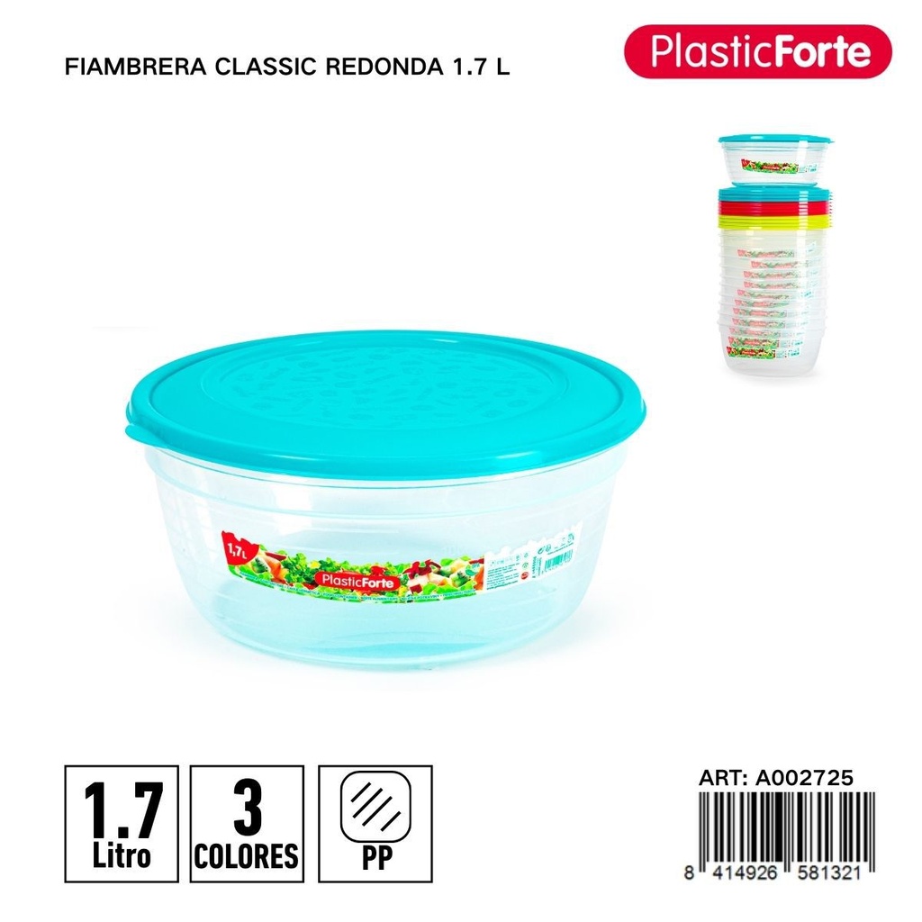 Fiambreera clásica redonda 1,7 L - Envase para comidas y almacenamiento