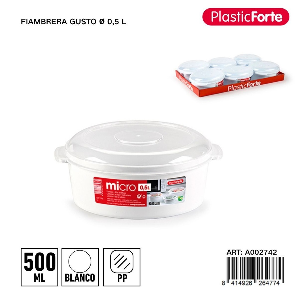 Fiambreera microondas Gusto 0,5 L - Envase apto para microondas