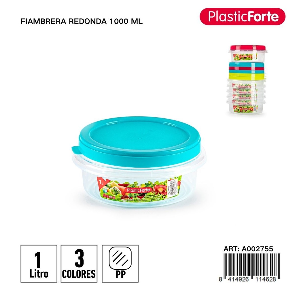 Fiambreera redonda 1 L - Recipiente para comida en porciones