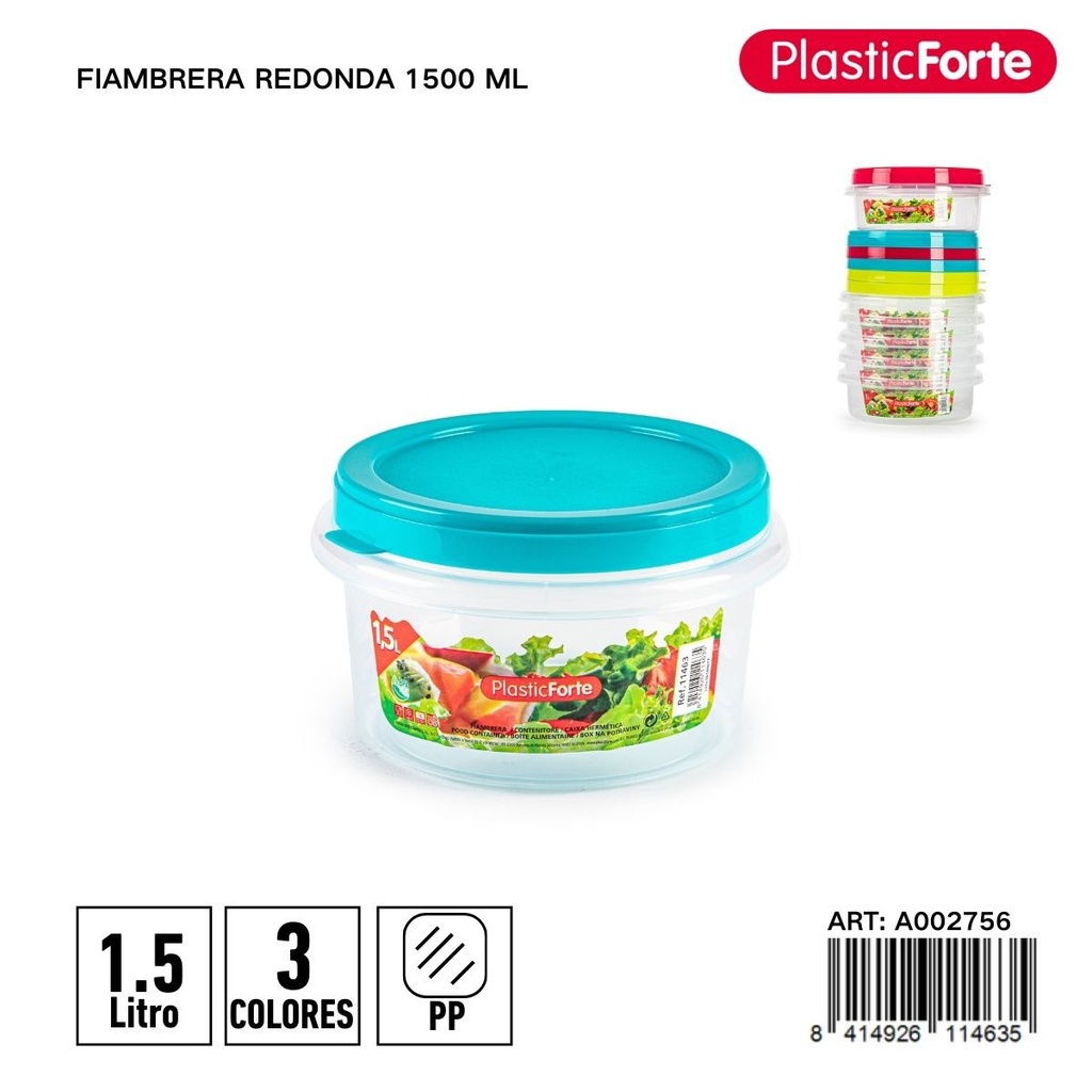 Fiambreera redonda 1.5 L - Recipiente para comida en porciones