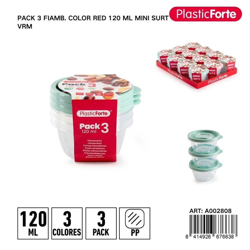 Pack 3 fiambres color red 120ml mini - Utensilios de cocina