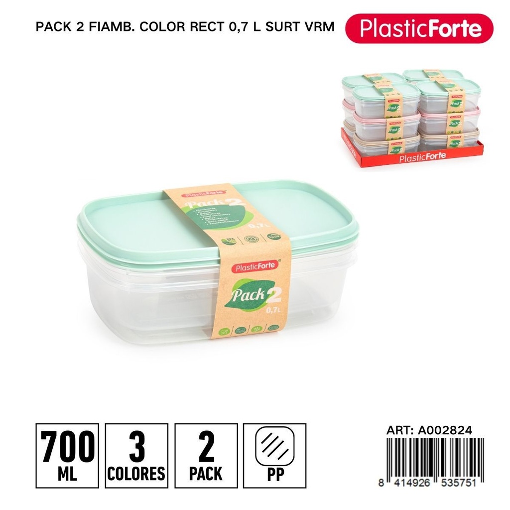 Pack de 2 fiambre mini rectangular 0,7 L - Pequeños recipientes para aperitivos