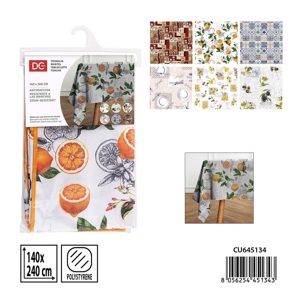 Mantel rectangular antimanchas 140x240 cm - Protección de mesa resistente a manchas