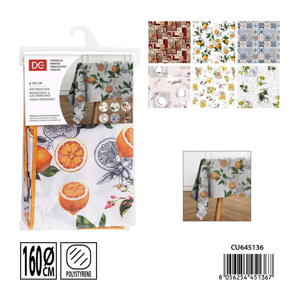 Mantel redondo antimanchas 160 cm - Protección de mesa resistente a manchas