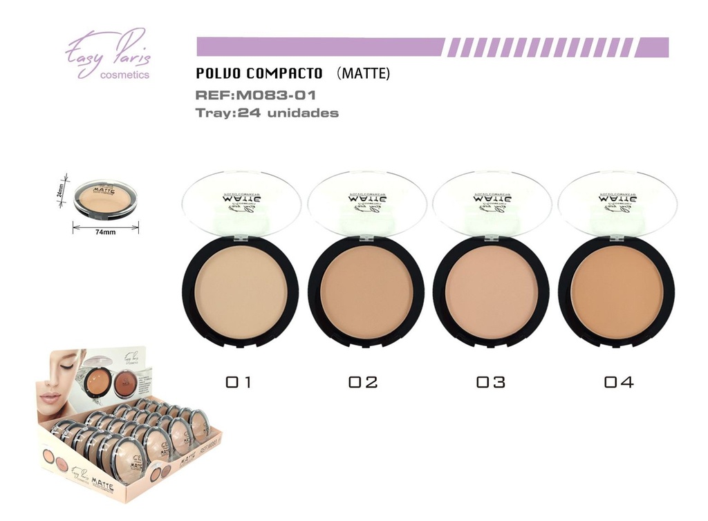 Maquillaje compacto mate waterproof 24/u - Base de maquillaje en polvo