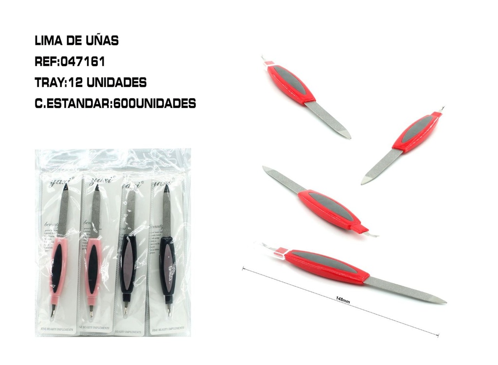 Lima de uñas metálica + quita cutícula 12/U - Accesorios de manicura