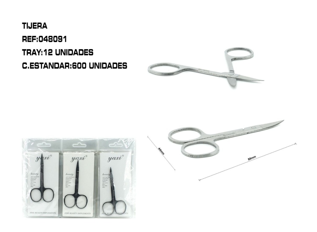 Tijera recta de acero 2.0 grosor 12/U - Herramientas para cuidado de uñas