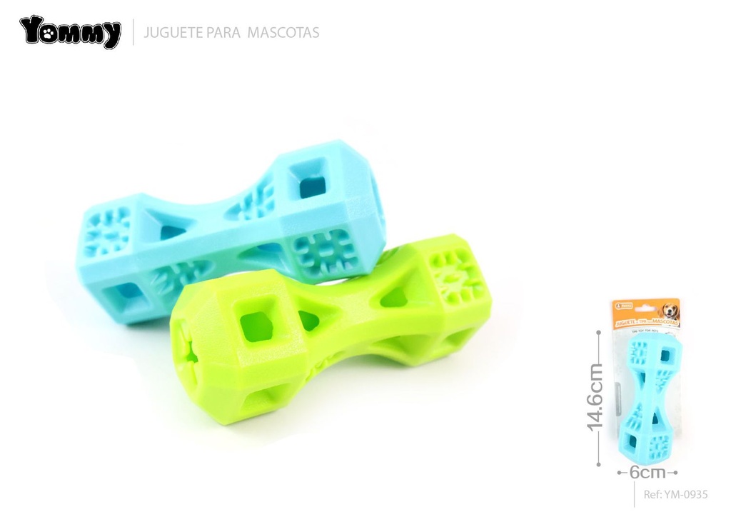 Juguete TPR en forma de kettlebell para mascotas con fuga de comida, tamaño 14.6*6.2*6 cm - Juguetes para mascotas
