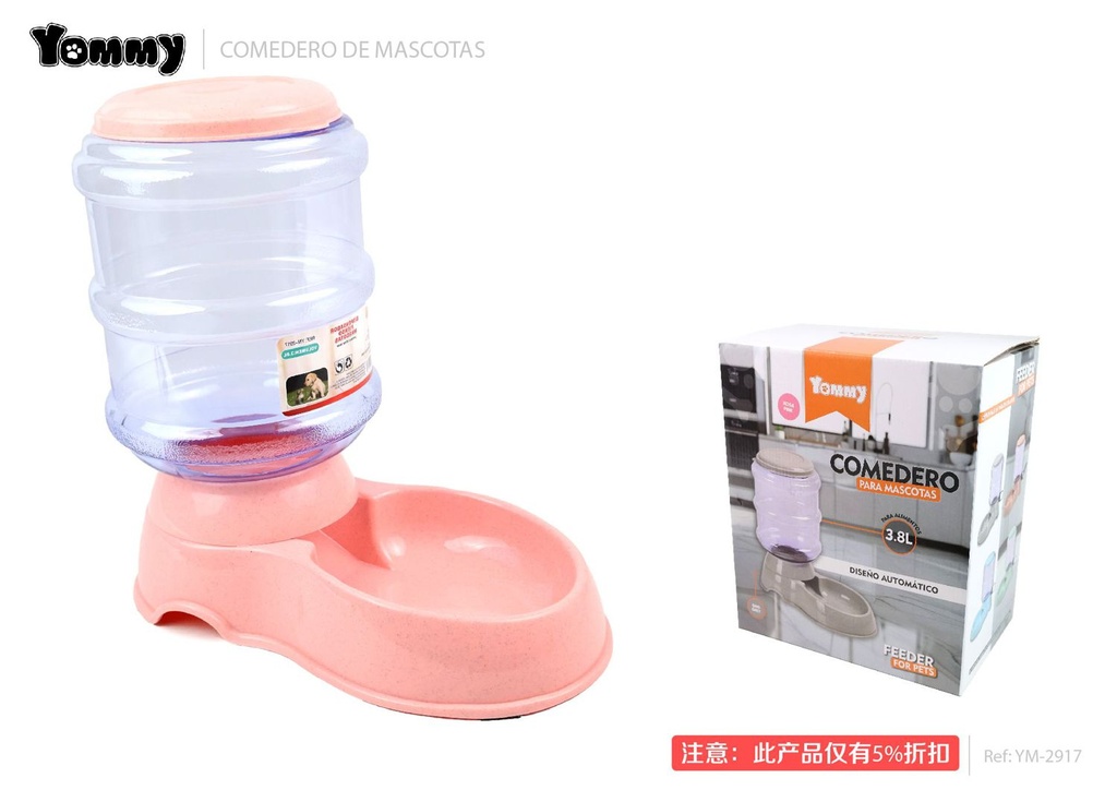 Dispensador de comida para mascotas 3.8L en color rosa - Accesorios para mascotas