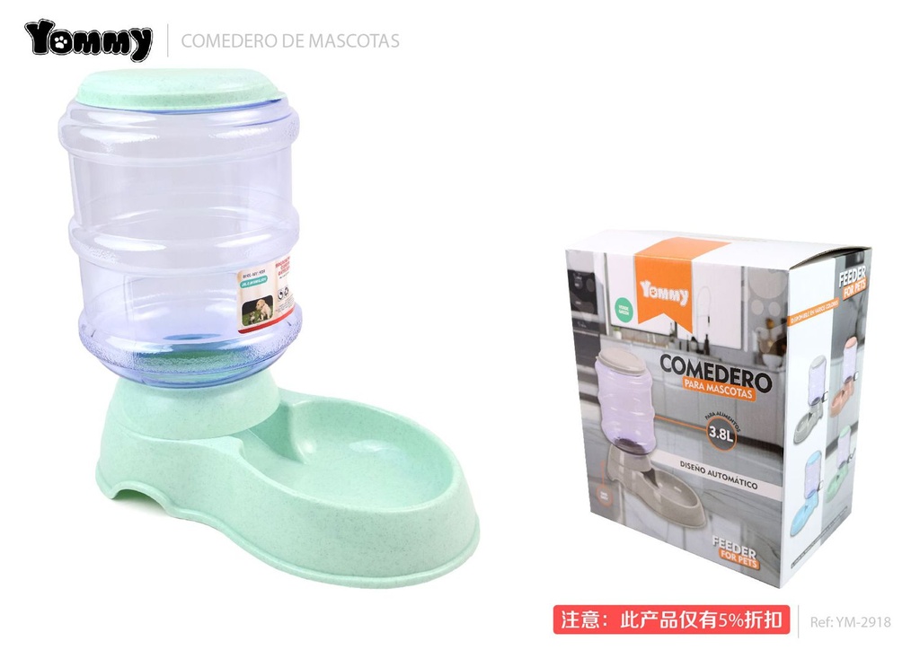 Dispensador de comida para mascotas 3.8L en color verde - Accesorios para mascotas