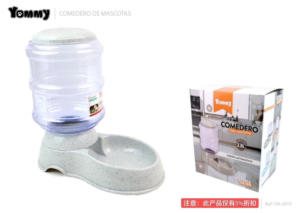 Dispensador de alimento para mascotas 3.8L - Comedero automático