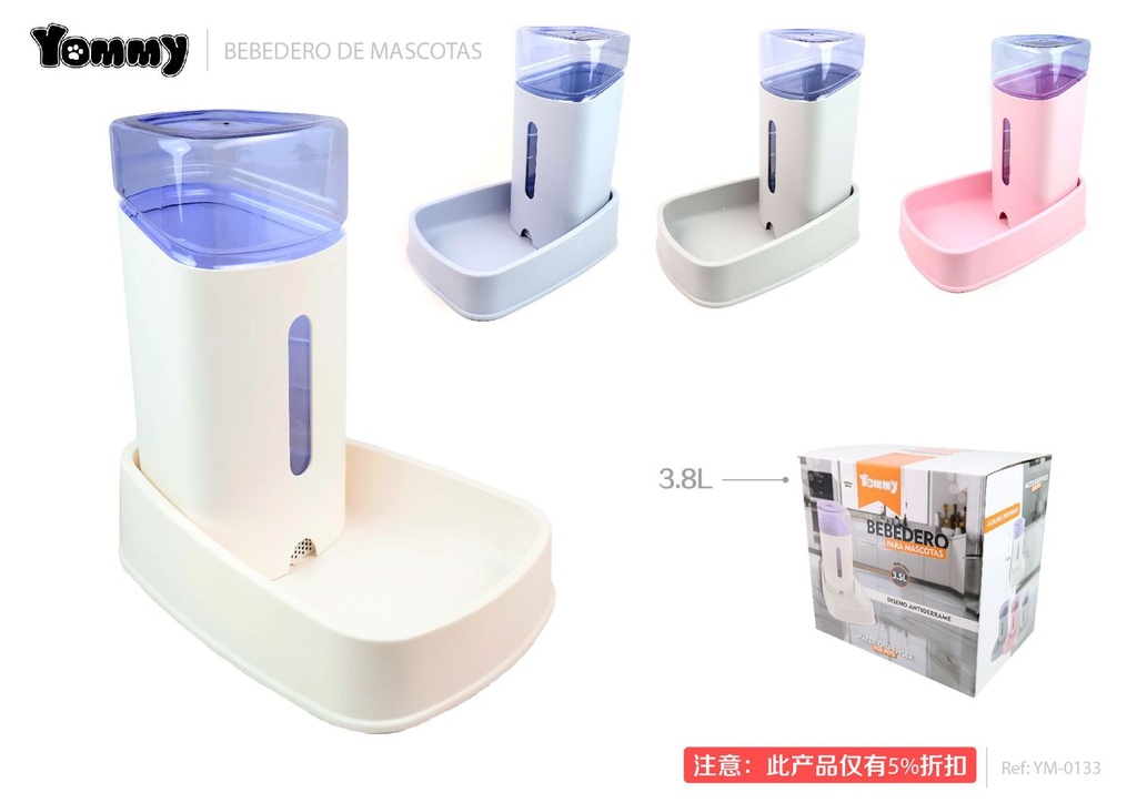 Dispensador de agua para mascotas 3.8L YM0133 - Accesorios para mascotas