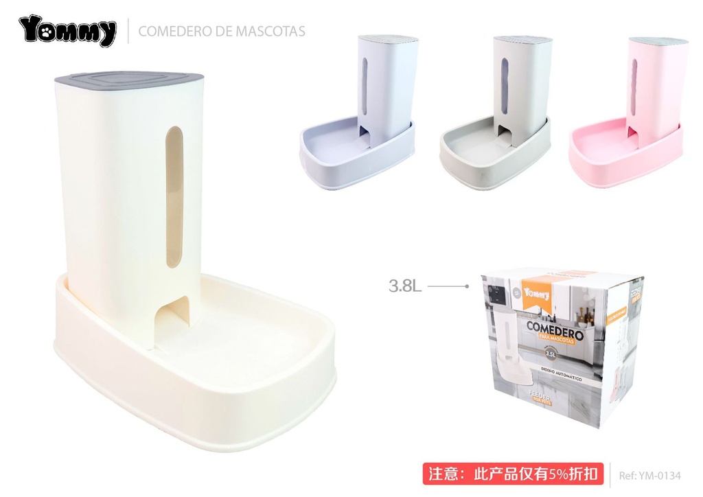 Dispensador de comida para mascotas 3.8L YM0134 - Accesorios para mascotas