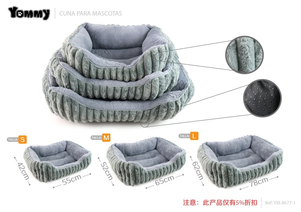 Cuna de perro de felpa gris - Productos para mascotas