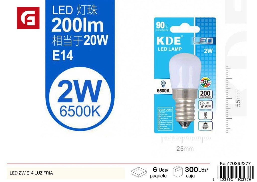 Bombilla LED 2W E14 fría - Iluminación LED y soluciones eficientes