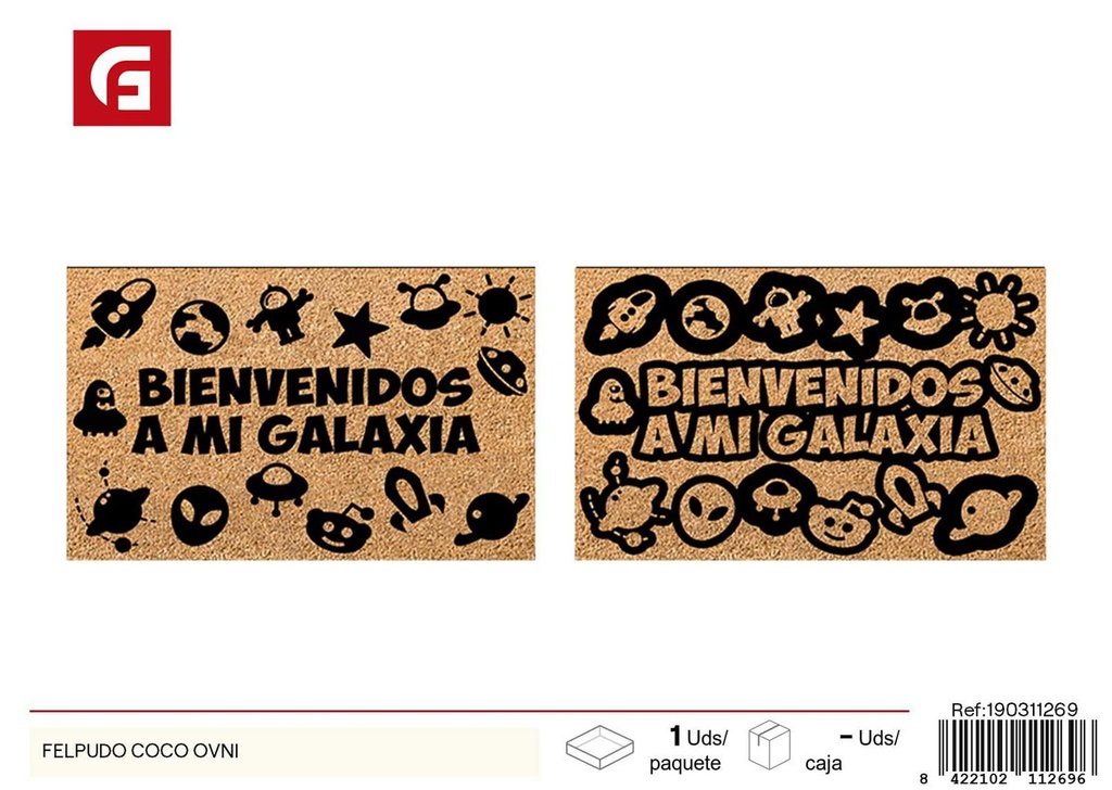 Felpudo de coco con diseño de OVNI - Decoración divertida para hogar