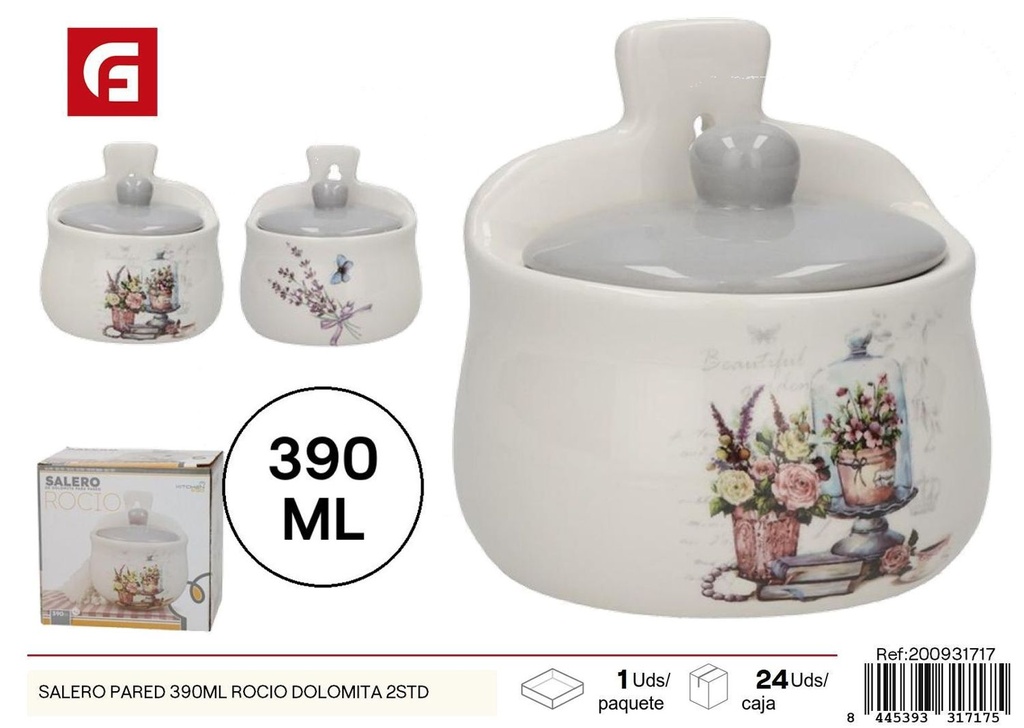 Salero de pared Rocio Dolomita 390 ml color surtido - Almacenamiento práctico para cocina