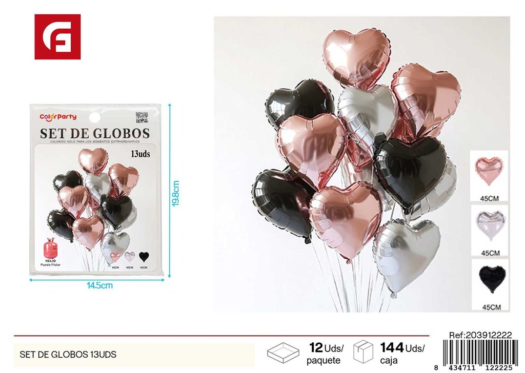 Set de globos de cumpleaños (13 unidades) - Decoraciones para fiestas y eventos