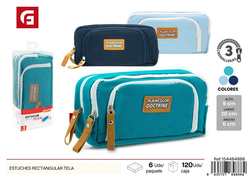 Estuche rectangular de tela - Accesorios escolares y organizadores