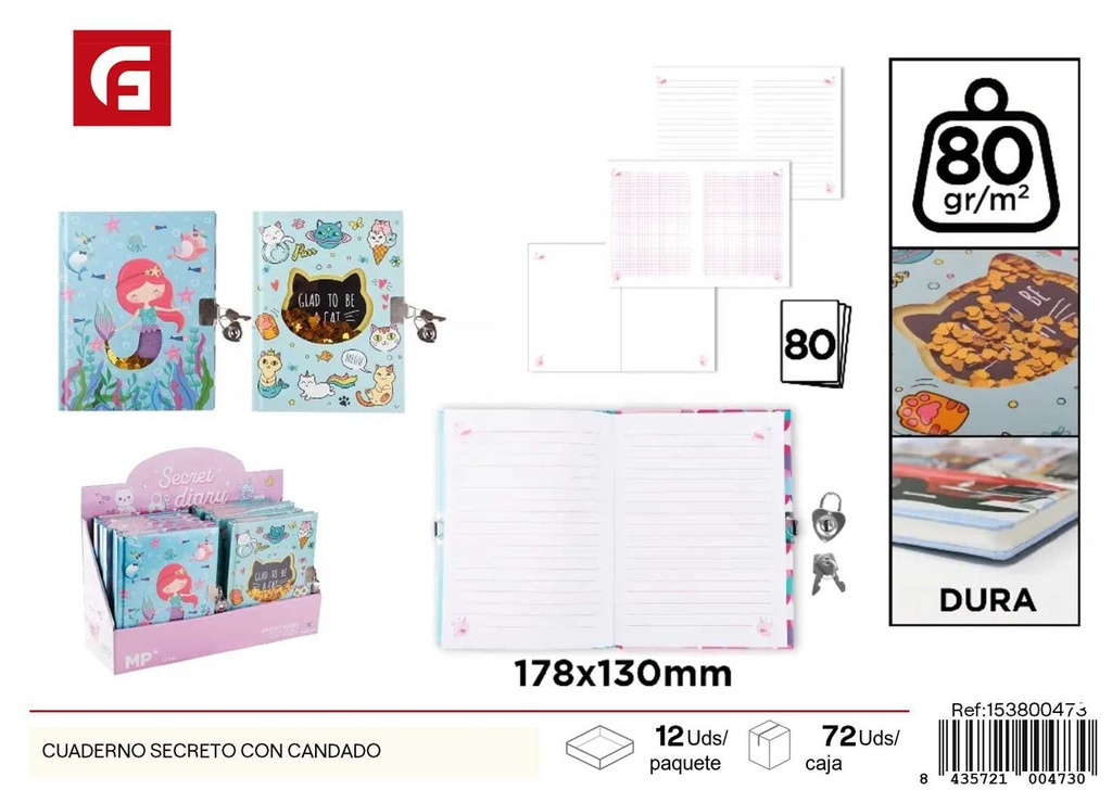 Cuaderno secreto con candado 2026 15x21 cm - Organización escolar y personal