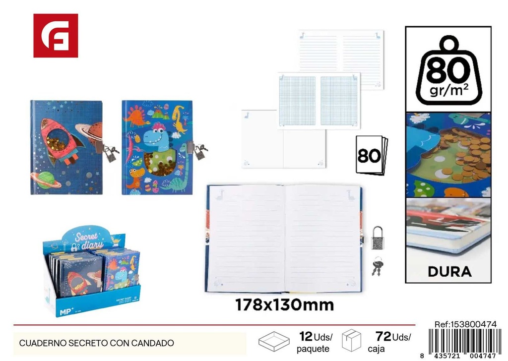 Cuaderno secreto con candado 2026 15x21 cm - Planificación y seguridad personal