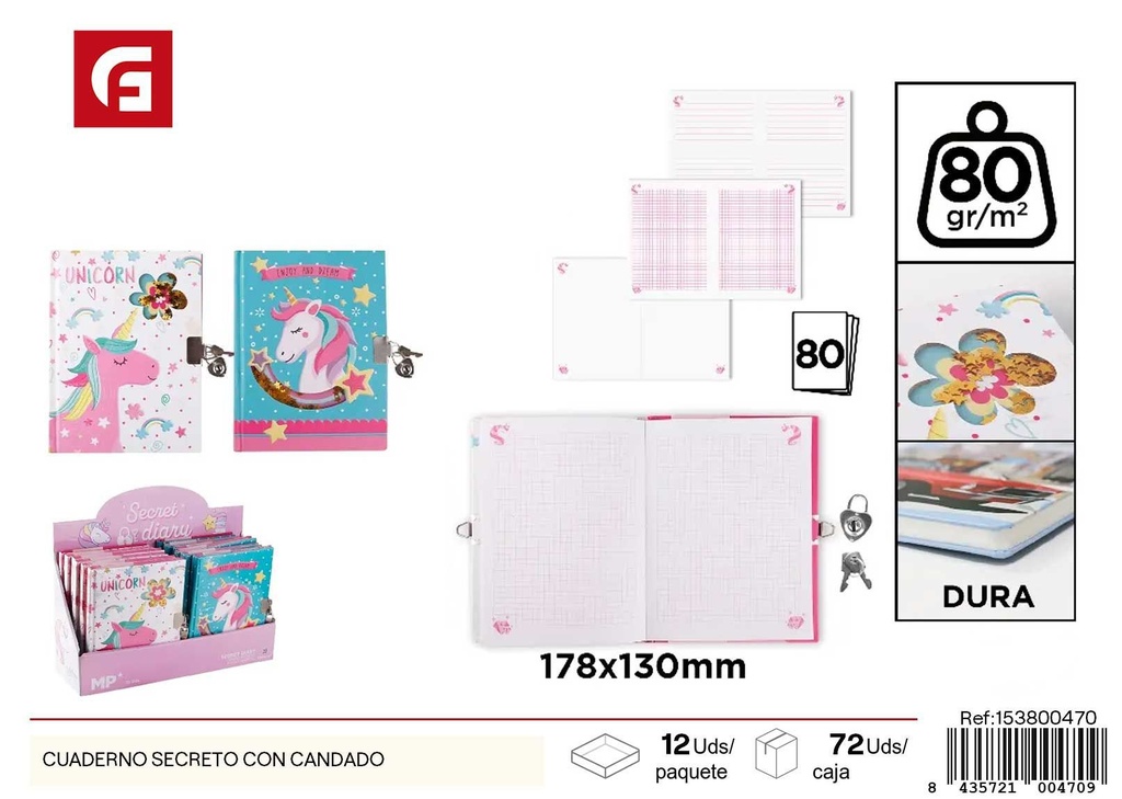 Cuaderno secreto con candado - Material escolar y organización