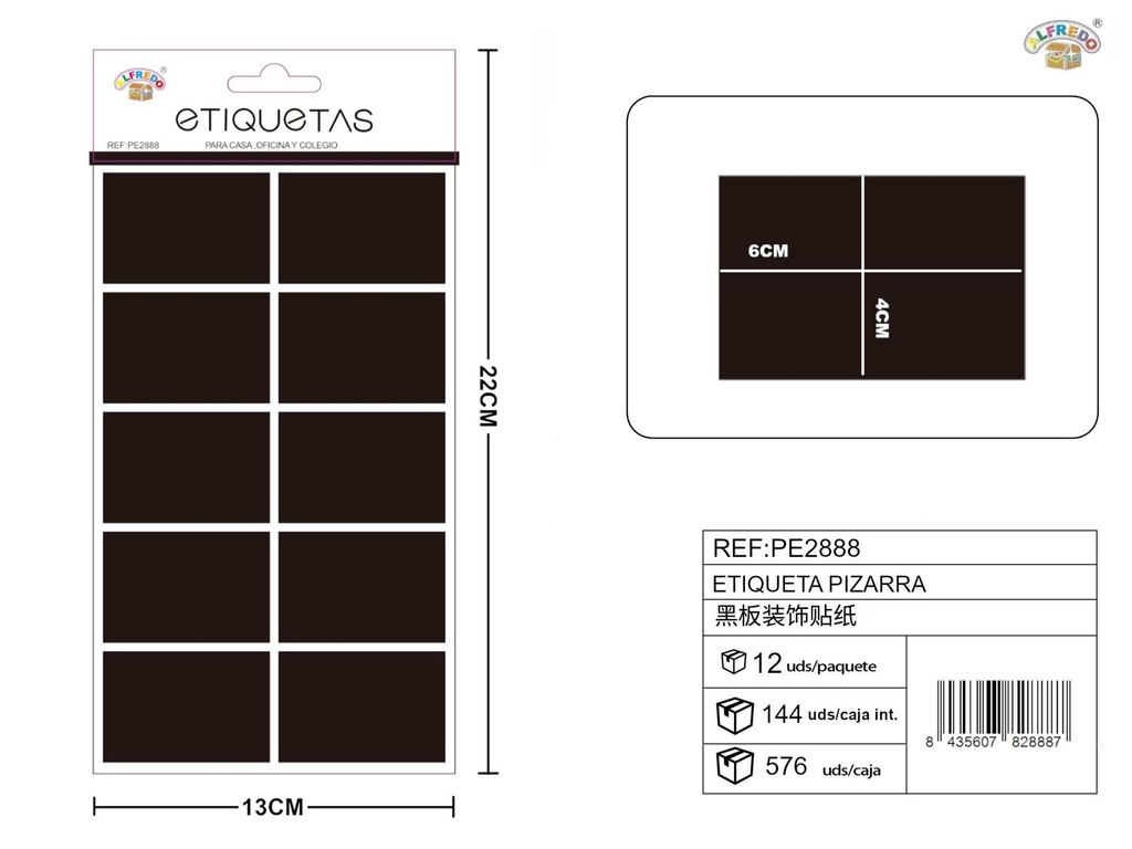 Etiqueta pizarra rectangular 13x22 cm - Materiales creativos para organización