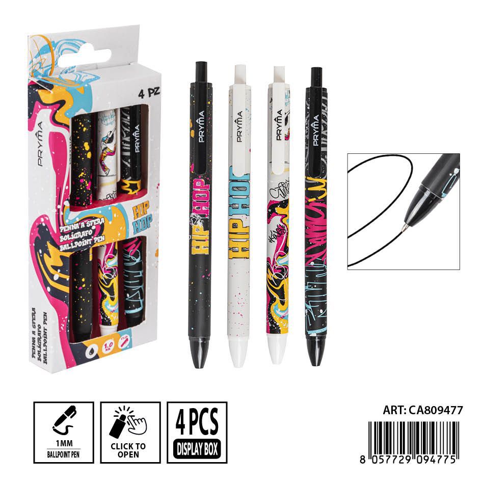 Bolígrafos 1MM 4PZ Hip Hop - Material de oficina y escritura
