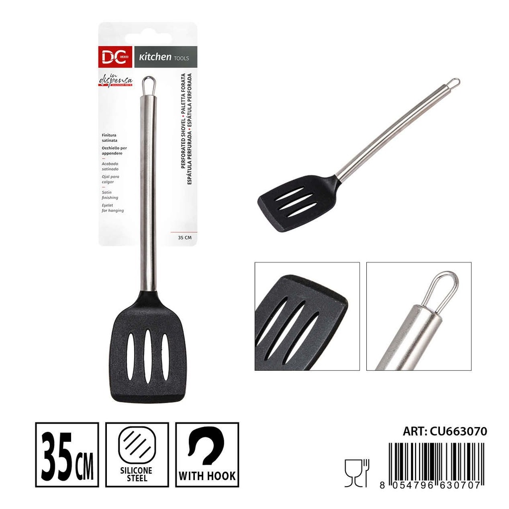 Paleta perforada de silicona/acero 35x8 cm - Utensilios para cocinar y hornear