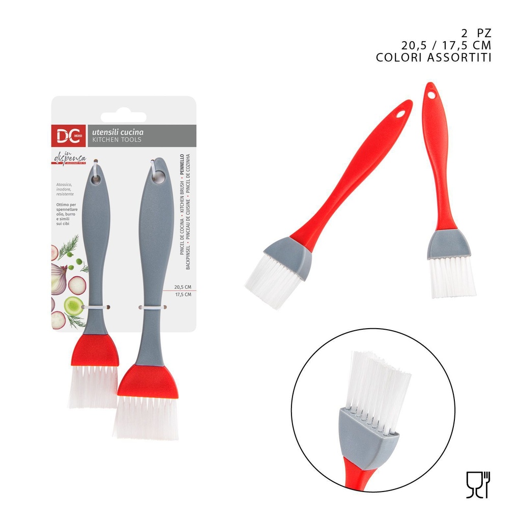Pincel para alimentos 17.5x3.3-20.5x4.2 cm 2 piezas - Accesorios para barbacoa