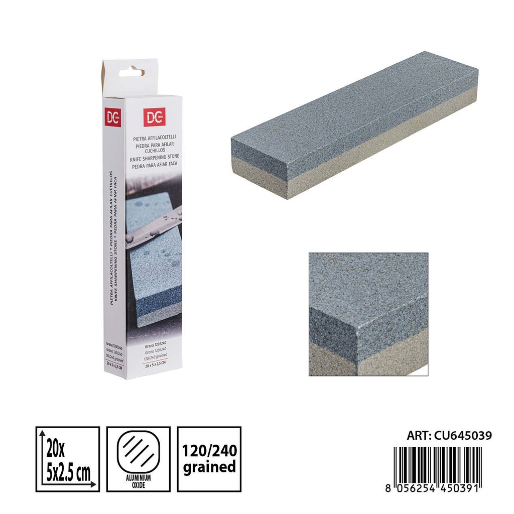 Piedra para afilar cuchillos 20x5x2.5cm 120/240 - Utensilios de cocina y herramientas