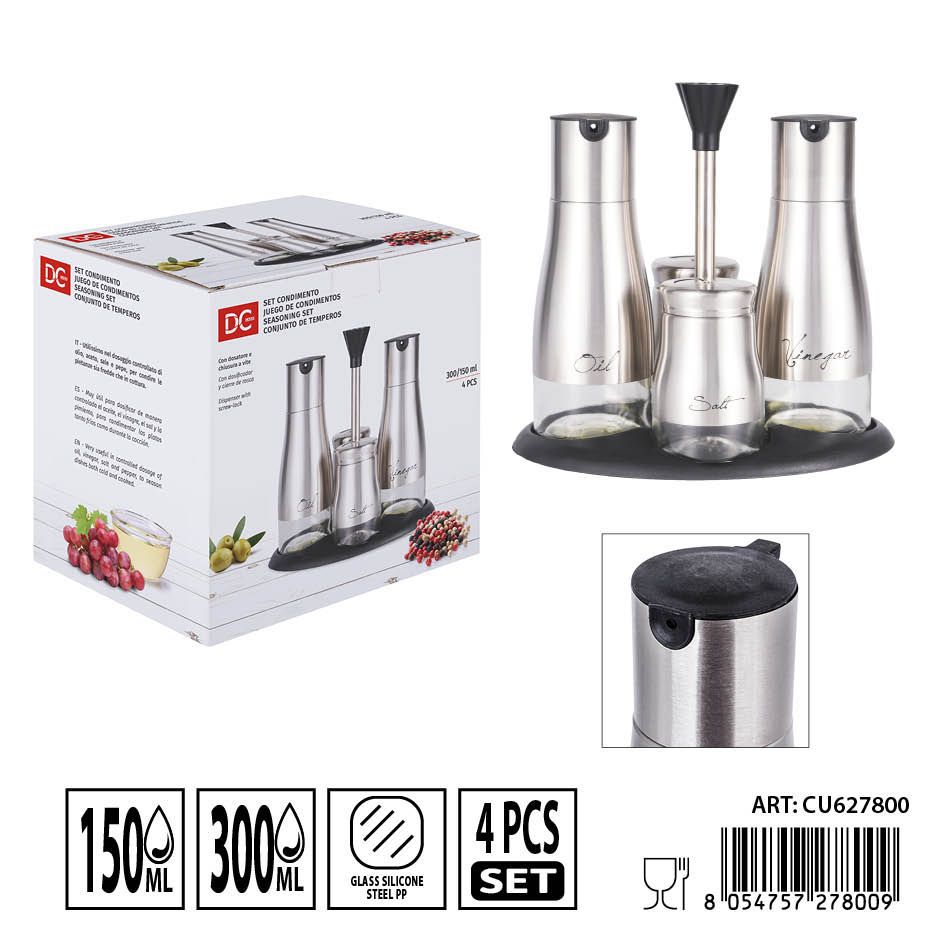 Set de botes de condimentos 4PZ 300ML + 150ML - Botes de vidrio y accesorios